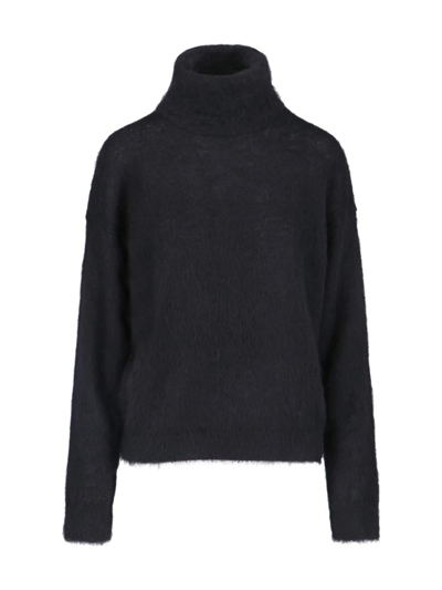 Saint Laurent Turtleneck Long-sleeved Jumper In Black