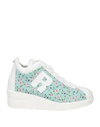 Rucoline Woman Sneakers Sky Blue Size 4 Calfskin, Cotton, Polyamide In Blue