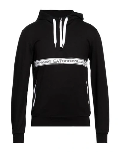 Ea7 Man Sweatshirt Black Size M Cotton, Elastane