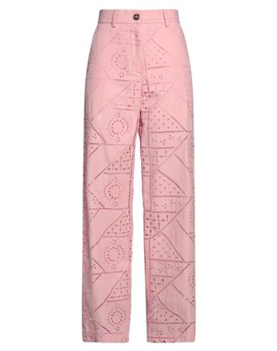 Msgm Woman Pants Pink Size 6 Cotton, Polyester