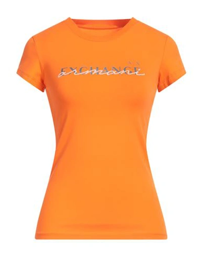 Armani Exchange Woman T-shirt Orange Size M Cotton, Elastane