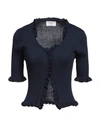 Snobby Sheep Woman Cardigan Navy Size 8 Cotton, Silk In Navy Blue