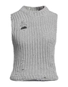 Jw Anderson Woman Sweater Light Grey Size Xxs Cotton, Acrylic