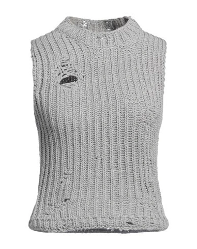 Jw Anderson Woman Sweater Light Grey Size Xs Cotton, Acrylic