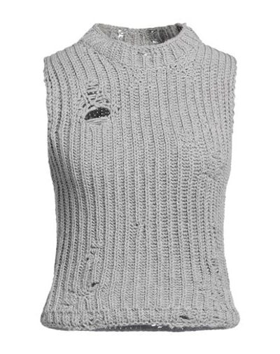 Jw Anderson Woman Sweater Light Grey Size Xxs Cotton, Acrylic