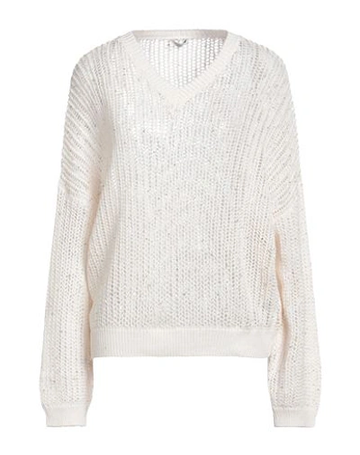 Peserico Woman Sweater Off White Size 6 Cotton, Polyester In Neutral