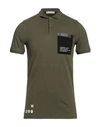 Manuel Ritz Man Polo Shirt Military Green Size S Cotton, Elastane