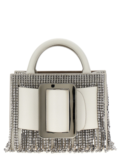 Boyy Bobby 18 Crystal Leather Top-handle Bag In White