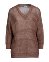 Peserico Woman Sweater Brown Size 16 Cotton, Polyester
