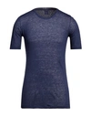 120% Lino Man Sweater Navy Blue Size M Linen