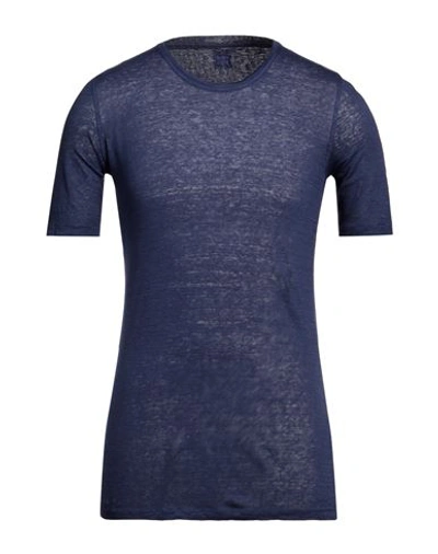 120% Lino Man Sweater Navy Blue Size Xl Linen