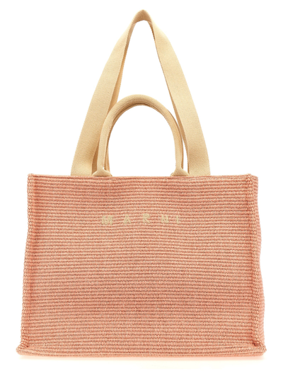 Marni Basket Raffia Large Tote Bag In Light Pink