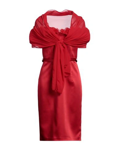 Fabiana Ferri Woman Midi Dress Red Size 8 Polyester, Elastane