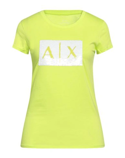 Armani Exchange Woman T-shirt Acid Green Size L Cotton