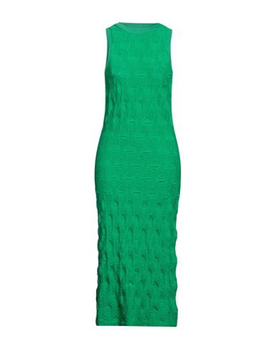 Pinko Woman Midi Dress Green Size L Viscose, Cotton, Elastane