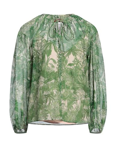 Max Mara Studio Woman Top Green Size 8 Cotton, Silk