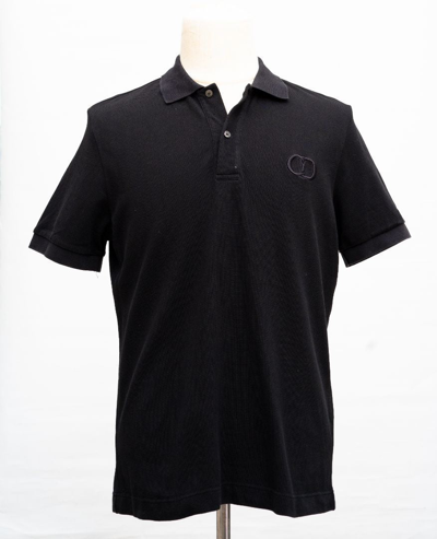 Pre-owned Dior Black Cotton Cd Embroidered Men's Polo Shirt