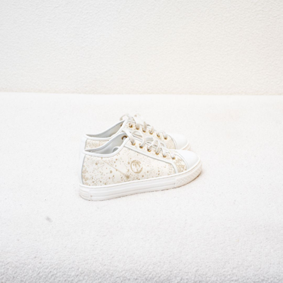 Pre-owned Dior Low Top Canvas And Gold Sneakers, 32