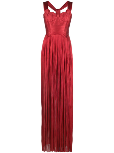 Maria Lucia Hohan Red Sabina Pleated Maxi Gown