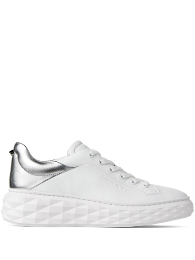 Jimmy Choo Diamond Maxi/f Ii Leather Sneakers - Women's - Nappa Leather/leather/fabric/rubber In White