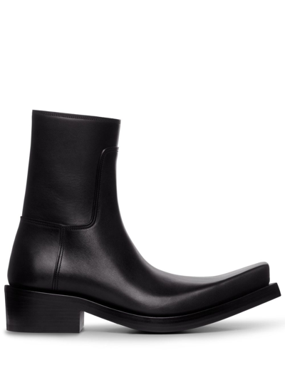 Balenciaga Santiago Leather Boots In Black