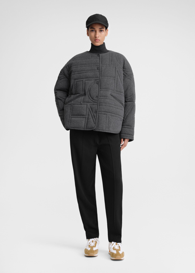 Totême Quilted Bamboo And Cotton-blend Bomber Jacket In Gray