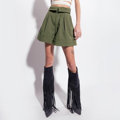 Pinko High-waisted Flared Shorts In Grün