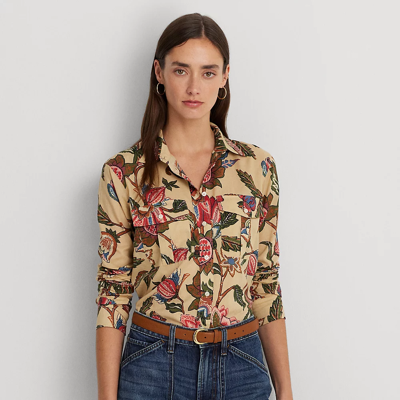 Lauren Ralph Lauren Floral Cotton Voile Shirt In Cream Multi