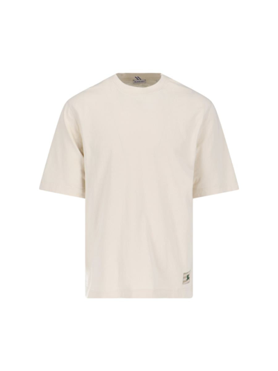 Burberry Crew Neck Ribbed Neckline Short Sleeves In Beige