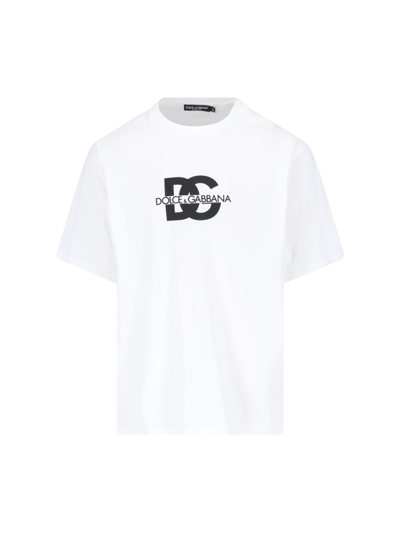 Dolce & Gabbana Dg Logo Print T-shirt In Optic White