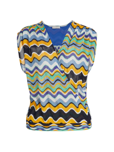 Ramy Brook Women's Myra Wavy Surplice Top In Multicolor Wave Knit