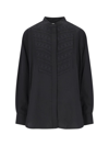 Isabel Marant Étoile Embroidered Stand Collar Long Sleeves Top In Black