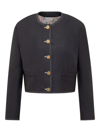 Thom Browne Rwb-detail Wool Cropped Jacket In Blue