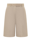 Thom Browne Khaki High-waisted Bermuda Shorts In Beige