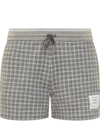 Thom Browne Cotton Tweed Drawstring Shorts In Grey