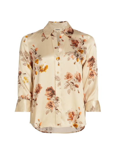 L Agence Dani Blouse In Buff Rose Floral