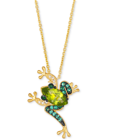 Le Vian Multi-gemstone (2-1/5 Ct. T.w.) & Nude Diamond (1/20 Ct. T.w.) Frog Adjustable 19" Necklace In 14k G In No Color