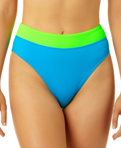 Salt + Cove Juniors' Banded High-waist Ribbed Bikini Bottoms, Created For Macy's In Blue