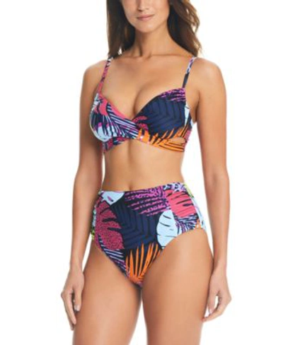 Bar Iii Palm Prowl Crossover Front Top Bikini Bottom Created For Macys In Multi