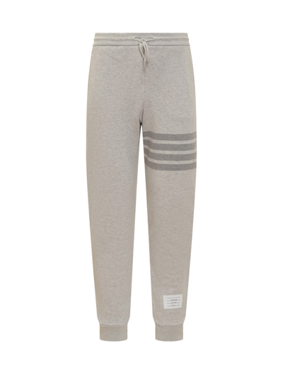 Thom Browne Sweatpants In Classic Loopback With Engineered 4 Bar Stripe In Grey