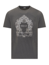 Versace Cartouche T-shirt In Sequins In Gray