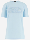Versace 90s Vintage Barocco Logo T-shirt In Pale Blue