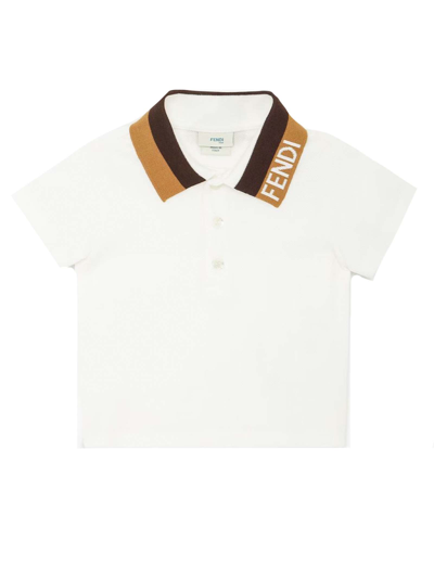 Fendi Kids' White Cotton Piqué Baby Polo Shirt