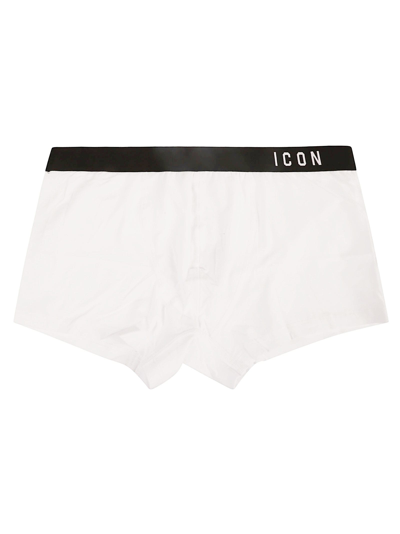Dsquared2 Icon Logo Elastic Waist Boxer Shorts In White