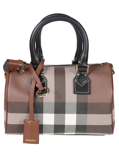 Burberry Medium Check-pattern Leather Bowling Bag In Dark Birch Brown Check