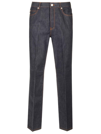 Ferragamo Man Five Pocket Trouser In Dark Denim