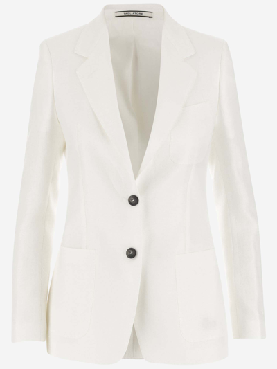 Tagliatore Single-breasted Linen Jacket In White