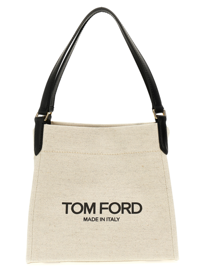 Tom Ford Amalfi Medium Shopping Bag In White/black