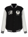 Balmain Embroidered Badges Satined Varsity Casual Jackets, Parka White/black In White/black