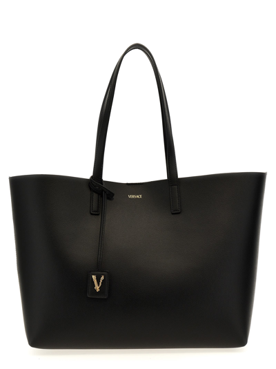 Versace Virtus Shopping Bag In Black
